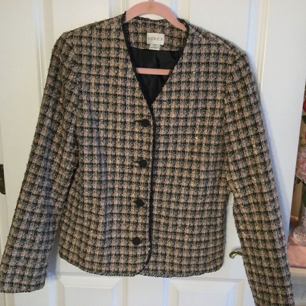 NWOT Koret  Women’s 12 Pink/Black Tweed Blazer